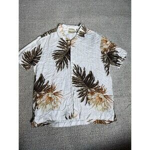 Cubavera Men's White Tropical Rayon Short Sleeve Button Down Shirt Size XL